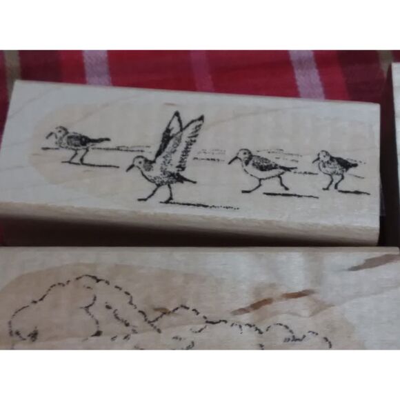 Stampin Up Wood Mount Set ~Along the Shore~ Shells Sea Gulls Chair Rubber Stamp - Picture 6 of 8